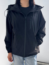Winddichte Regenjacke mit Kapuze für Damen | Langarm – Schwarz