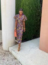Farbenfrohes Damenkleid mit Plisseeärmeln & Komfortschnitt – Noelia – Multicolor