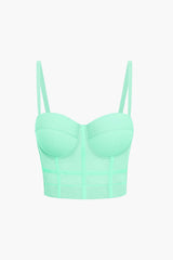 Ida | Figurbetontes Bustier-Top mit Bügel-Cups und transparenter Mesh-Struktur – Minze