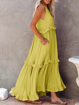 Madelyn | Bohemian Ruffled Maxi Dress – Gelb