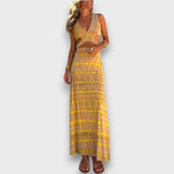 Iselda – Maxi Sommerkleid mit Cut-Out-Design – Gelb