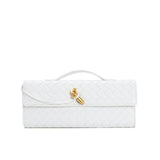 Geflochtene Damen Clutch aus Echtleder – Elegant & Vielseitig – Weiß