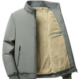 Herren Outdoor Jacke mit Fleece | Einfarbig Reißverschluss – Grau