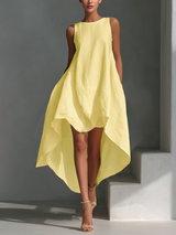 Alyna – Ärmelloses Midikleid Mit Asymmetrischem Saum – Gelb