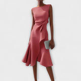 Olga | Asymmetrisch Ärmellos Midikleid – Rosa