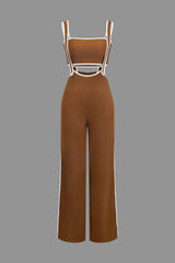 Sabine | Zweiteiler mit Kontrastdetails & Figurschmeichelndem Design – Braun