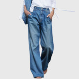 Kaia | Premium Weitbein-Denimjeans – Blau
