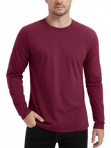 Teraxo | Atmungsaktives Langarmshirt für Herren Winter – Weinrot