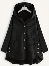 TARA – Damen-Wintermantel – Eleganter Gefütterter Mantel mit Kapuze – Schwarz