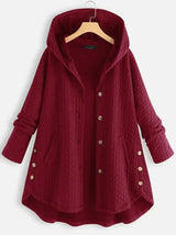 TARA – Damen-Wintermantel – Eleganter Gefütterter Mantel mit Kapuze – Rot