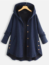 TARA – Damen-Wintermantel – Eleganter Gefütterter Mantel mit Kapuze – Marineblau