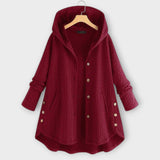 Lerina – Warme Jacke mit Knopfleiste – Rot