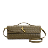 Geflochtene Damen Clutch aus Echtleder – Elegant & Vielseitig – Erdbraun