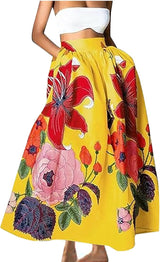 Zephyrelle – Maxirock mit leuchtendem Blumenmuster – Gelb