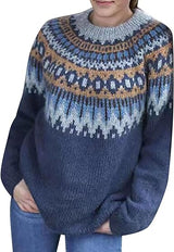 PANDORE -  Hinreißender gemusterter Pullover – Blau