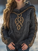 Cypriana – Eleganter Strick Pullover Mit Kapuze – Grau