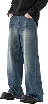 Marcel | Modische Baggy Jeans mit Weitem Bein – Hellblau