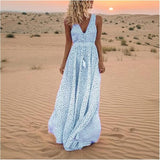 Gayle - Bohemian Maxi Kleid – Himmelblau