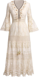 Amary - Boho-Spitzenkleid – Beige (Fast ausverkauft)
