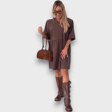 Georgina – Luftiges Midi-Kleid – Braun