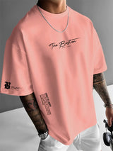 Ralph - Lässiges lockeres Kurzarm-T-Shirt für Herren mit Buchstabendruck – Rosa