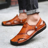 Herren Sandalen | offene Riemenform mit Fersenstütze – Dunkelbraun