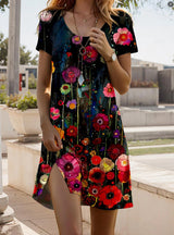 JULIA – Lebhaftes Kleid im Bohemian-Stil – Schwarz