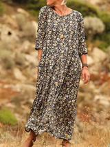Griselda - Legeres Maxikleid mit Faltendetails – Schwarz