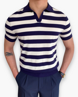 Herren Klassisches Polo Shirt | V-Kragen Poloshirt – Gestreift