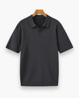 Herren Elegantes Geripptes Poloshirt | Klassisch – Grau