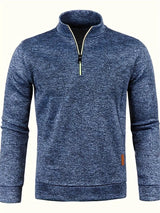 Tasche - stylischer fleece-herrenpullover mit halbem reißverschluss – Marineblau
