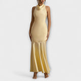 Lennon - Elegantes Satin-Maxi-Kleid – Gelb