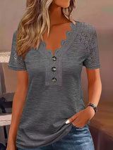 Stephanie | Leichtes schickes Spitzen T Shirt – Grau