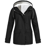 Elvira | Fleecegefütterter Regenmantel für Damen – Schwarz
