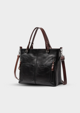 Vegane Handtasche Damen – Mittelgroße Schultertasche mit Henkeln – Schwarz
