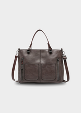 Vegane Handtasche Damen – Mittelgroße Schultertasche mit Henkeln – Grau