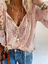 Exklusive Damenbluse mit Spitze - Elodie – Rosa
