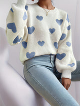 Herzgestrickter Pullover für Damen im lässigen Stil - Lumezia – Blau