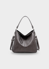 Vegane Handtasche Damen – Große Schultertasche Alltag & Büro – Grau
