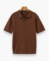 Herren Elegantes Geripptes Poloshirt | Klassisch – Braun