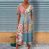 Luna - Midikleid mit Blumenmuster und Knopfverschluss vorne – Blumen