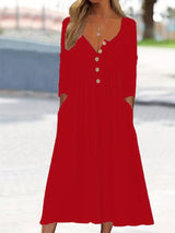 Imethma - Langärmliges Kleid Mit Knöpfen – Rot