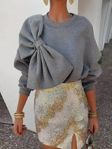 Rike | Elegantes Sweatshirt mit Großem Schleifen-Detail – Dunkelgrau