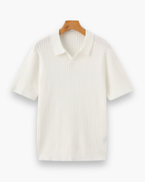 Herren Elegantes Geripptes Poloshirt | Klassisch – Beige