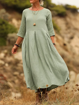 Griselda - Legeres Maxikleid mit Faltendetails – Grün