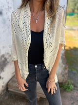 Veronique – Cardigan Mit Halben Ärmeln – Aprikose