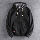 Max | Herren Zip-Hoodie Fleece Kapuzenpullover Casual – Schwarz