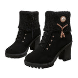 Crissa™ – Damenstiefel mit Dicken Absätzen – Schwarz