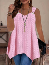 Ndeshiko - Elegantes Patchwork Oberteil im Lässigen Stil – Rosa