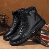 Winterstiefel Herren | Hoher Schaft Mit Schnürung Und Knöchelriemen – Schwarz